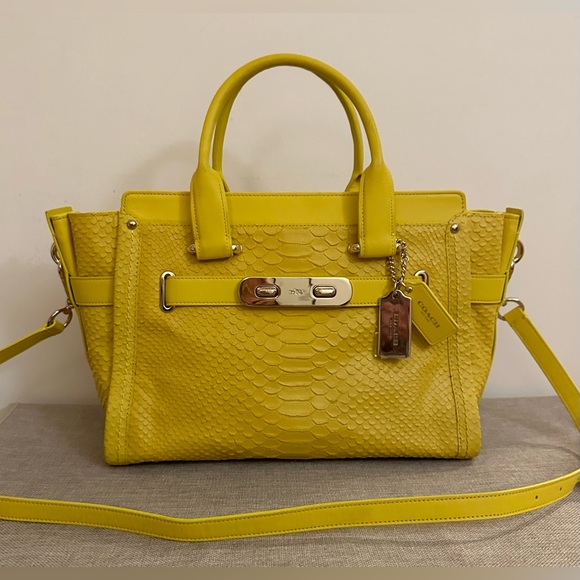 Coach Handbags - Coach Swagger Rare yellow python embossed leather swagger 27 #35325